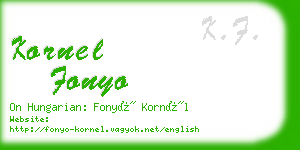 kornel fonyo business card